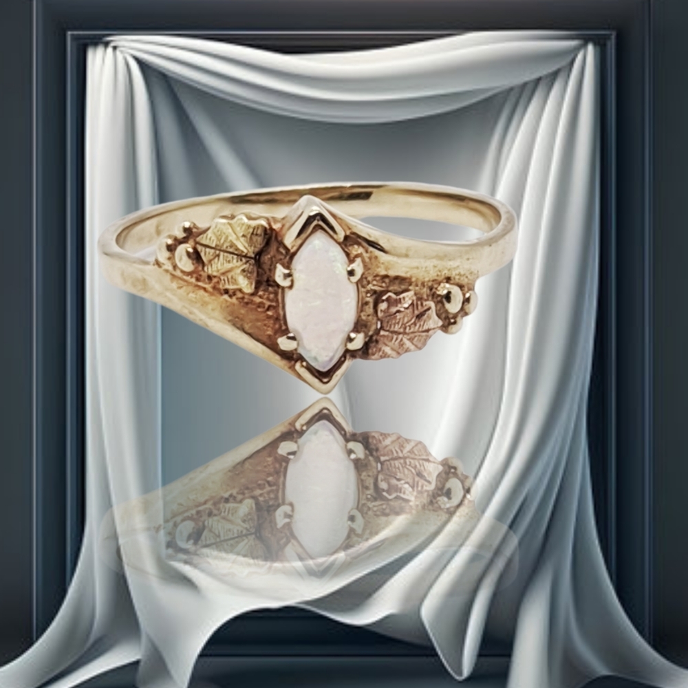 10K Tri-Color Opal Ring Including Rose and Green Gold